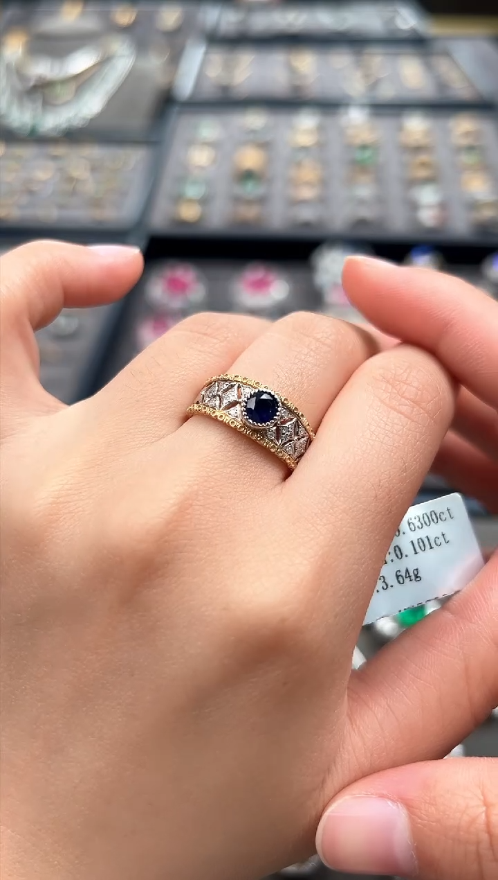 【闪购商品】蓝宝石戒指18K金镶嵌0.63ct/布契拉提