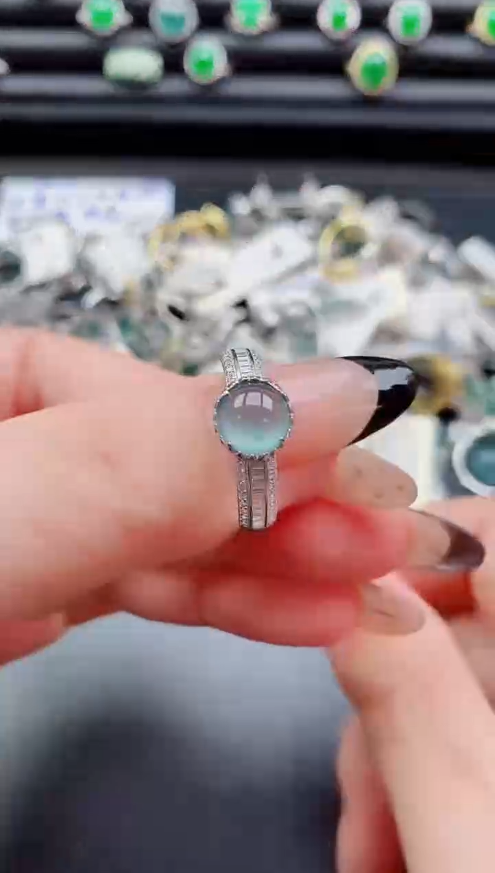 银S925镶嵌戒指翡翠1