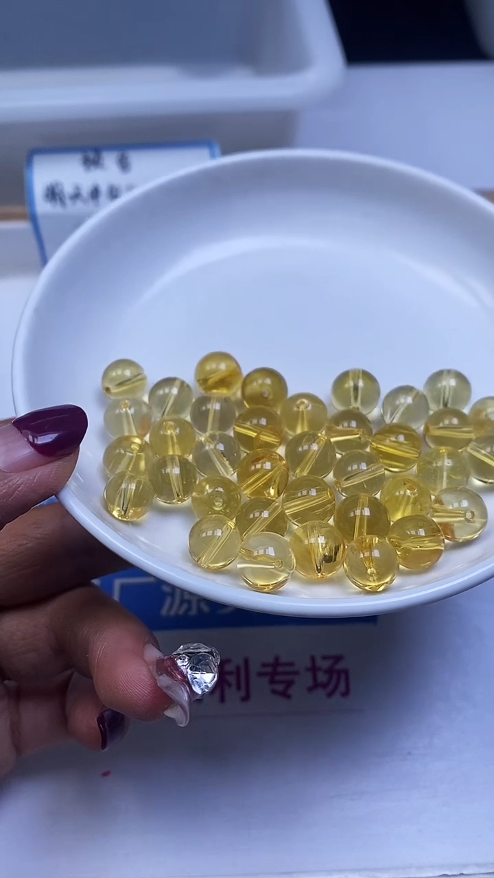 未镶嵌珠宝半成品水晶M809 黄水晶10mm3个8.8元