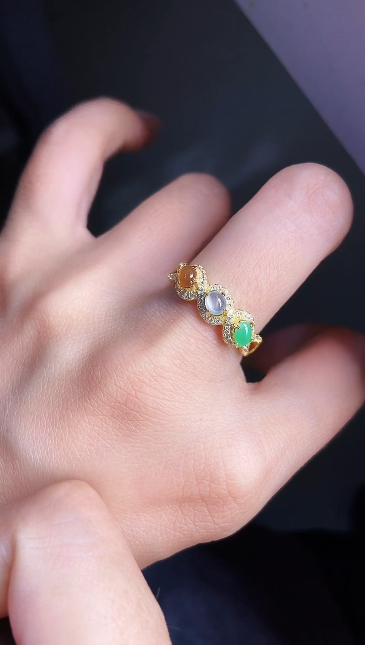 银S925镶嵌戒指翡翠12