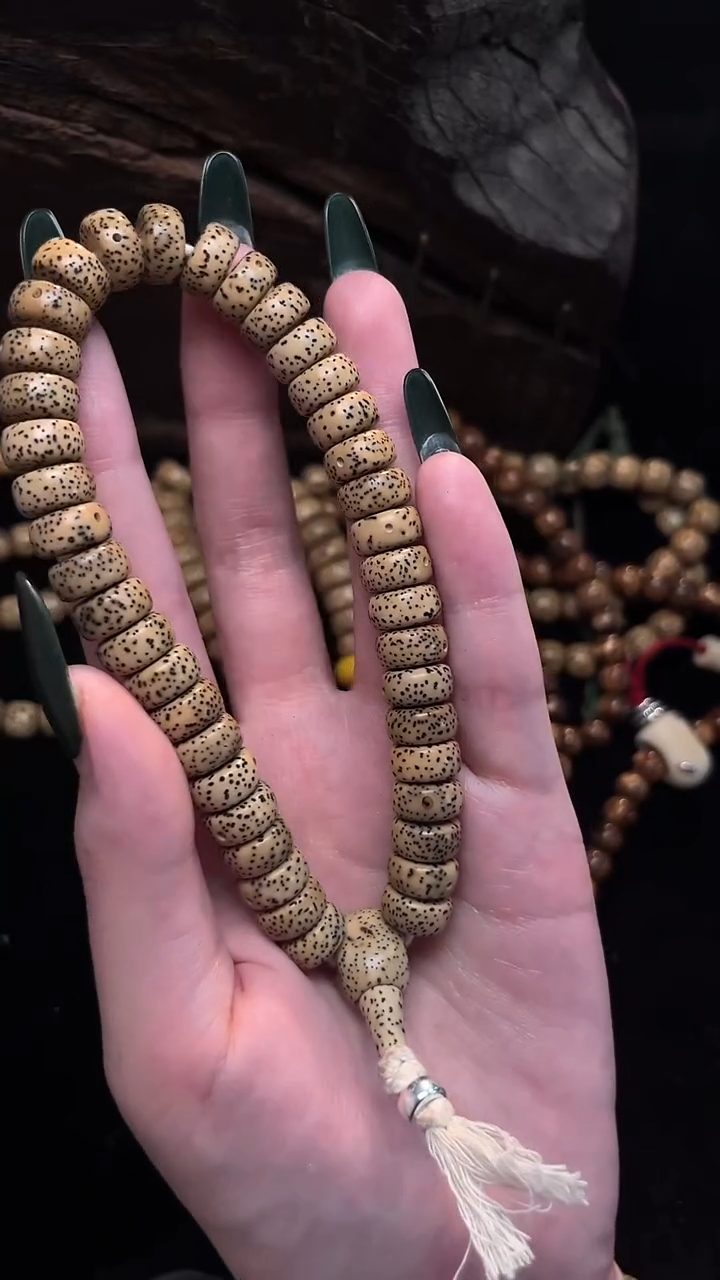 手串星月菩提精工级陈籽药片搭配925银嵌铜款珠款手持11*6