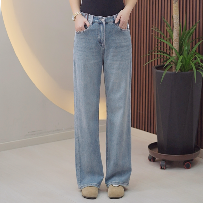 【春秋款】窄版直筒牛仔裤柔软加大码遮肚显瘦做旧百搭新款长裤女潮