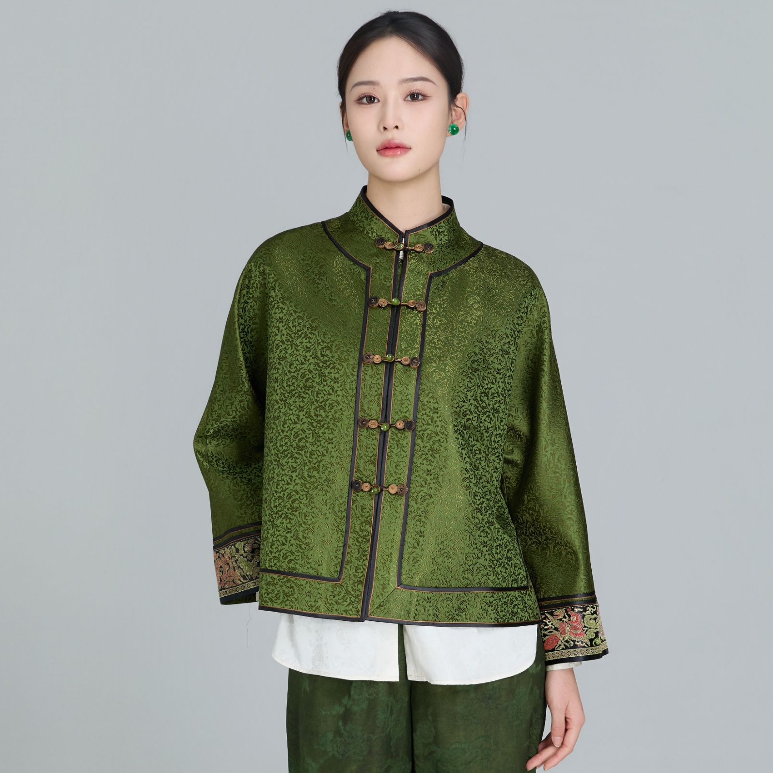 琉璃月华-中国风复古手工盘扣立领上衣GB4AI021162
