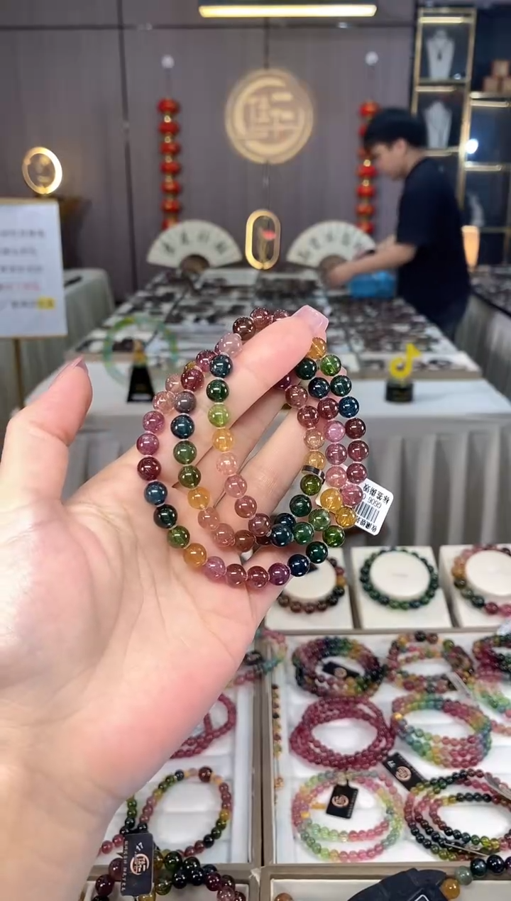 未镶嵌老矿碧玺三圈手串7mm+碧玺A****ahon多样性发一条