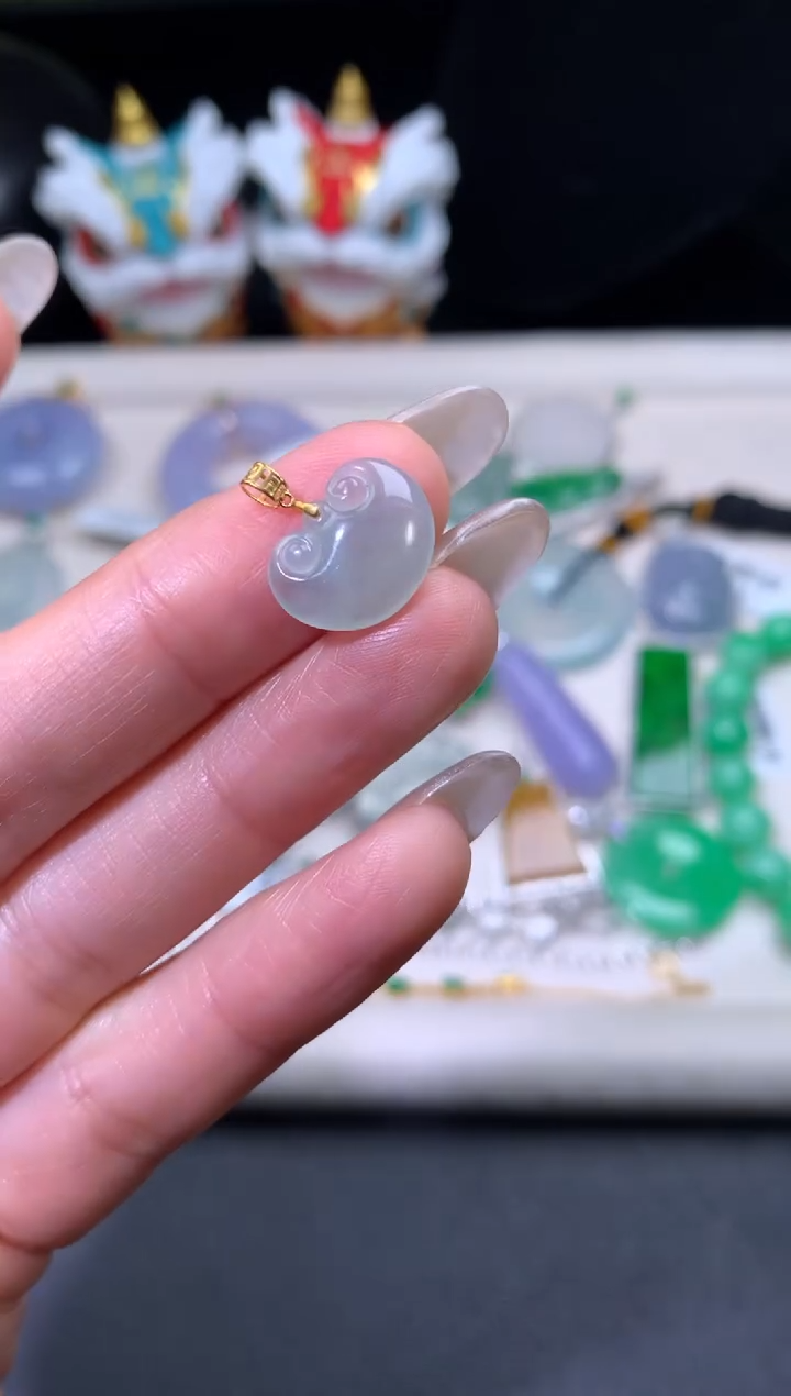 吊坠(不含链)18K金镶嵌翡翠翡翠