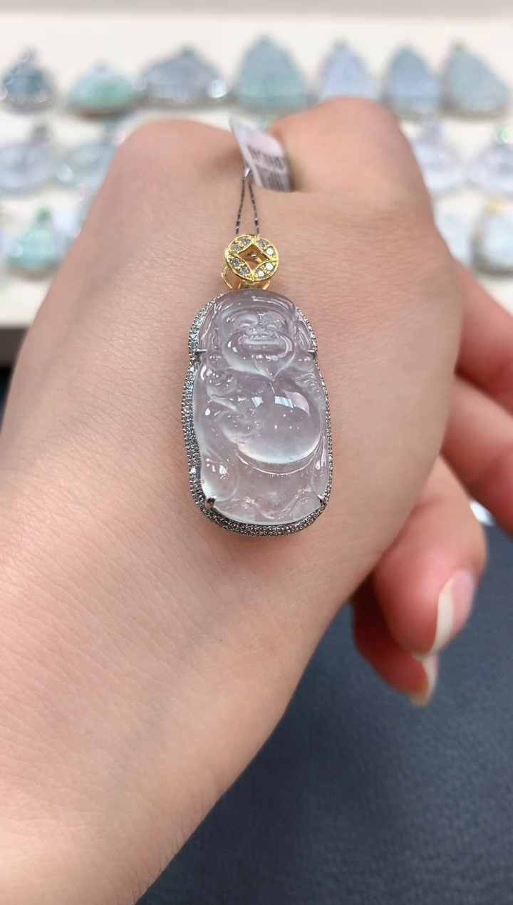 【闪购商品】翡翠吊坠(不含链)18K金镶嵌n19   