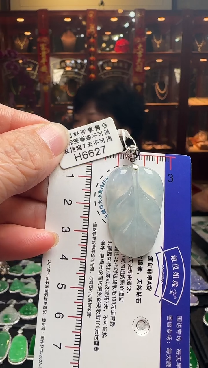 【闪购商品】翡翠颈饰18K金镶嵌H6627冰叶子