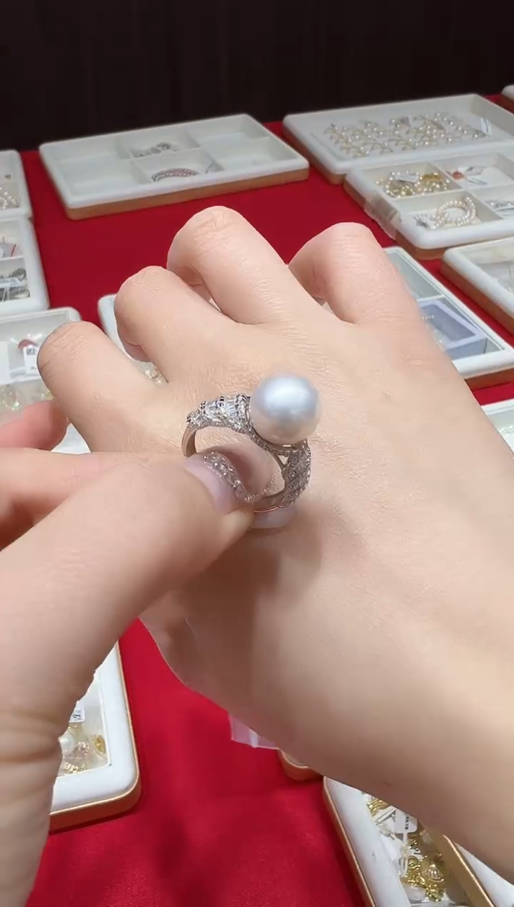 【闪购商品】淡水珍珠戒指银S925镶嵌v0245