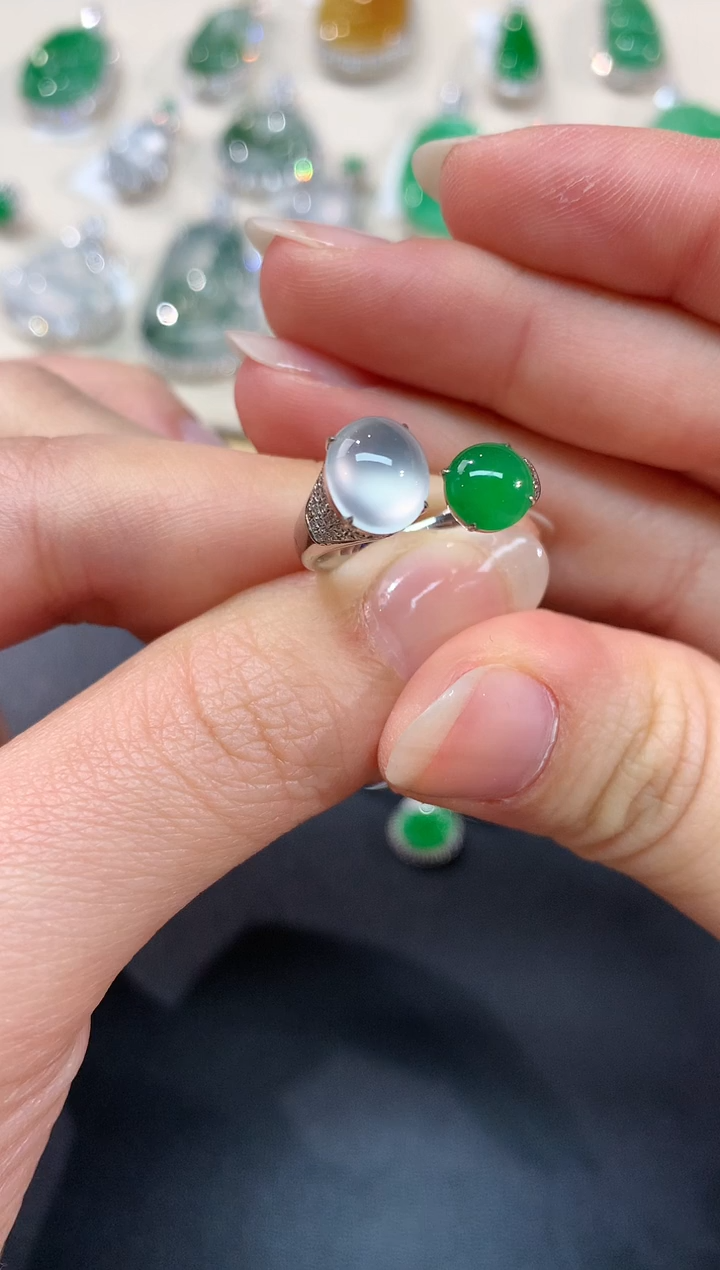 【闪购商品】翡翠戒指18K金镶嵌戒指A155|9500