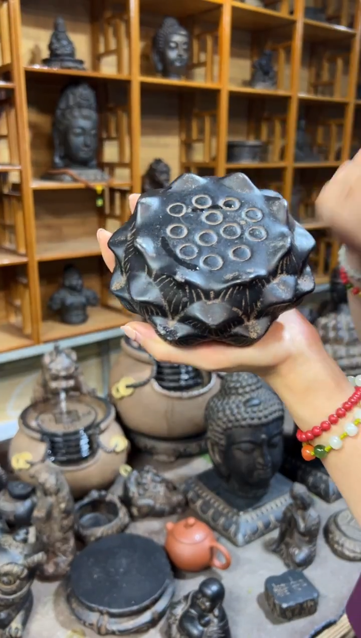 陶土【火山泥】莲蓬实心底座