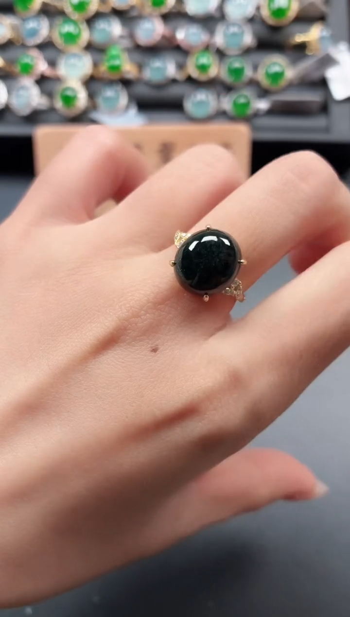 银S925镶嵌戒指翡翠111