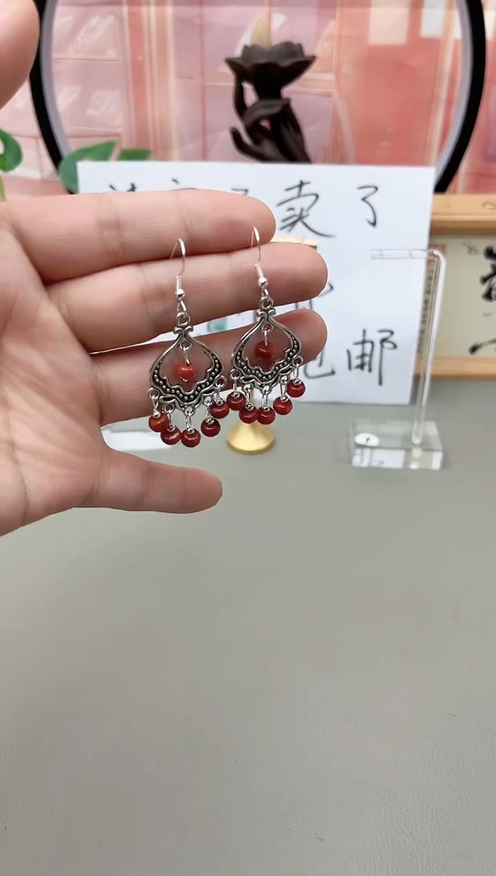 银S925镶嵌翡翠耳饰j6502