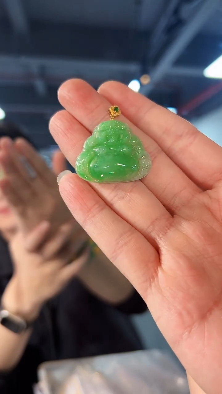 【闪购商品】翡翠颈饰18K金镶嵌缅料A货/支持复检/一件