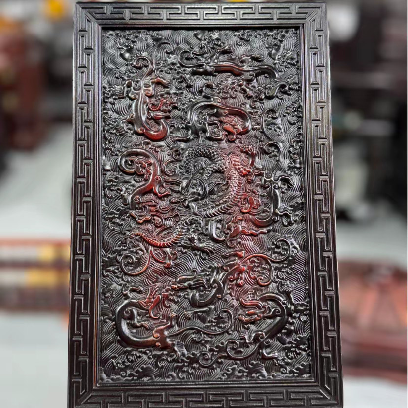 序木红木 大红酸枝螭龙纹机关盒文玩盒收纳盒 28*18*12cm