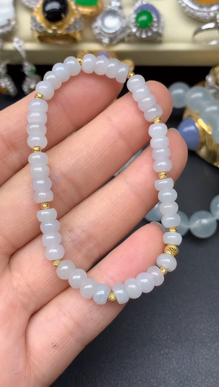 18K金镶嵌手串翡翠121-雪姐翡翠天天见