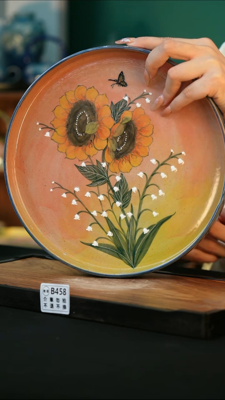 杯手绘心瓷陶瓷浮力微瑕