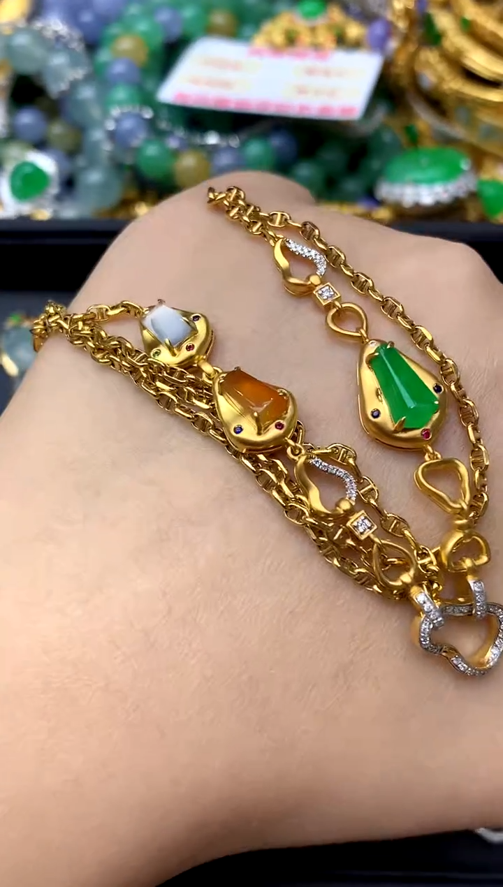 颈饰18K金镶嵌翡翠559-中国好珍宝