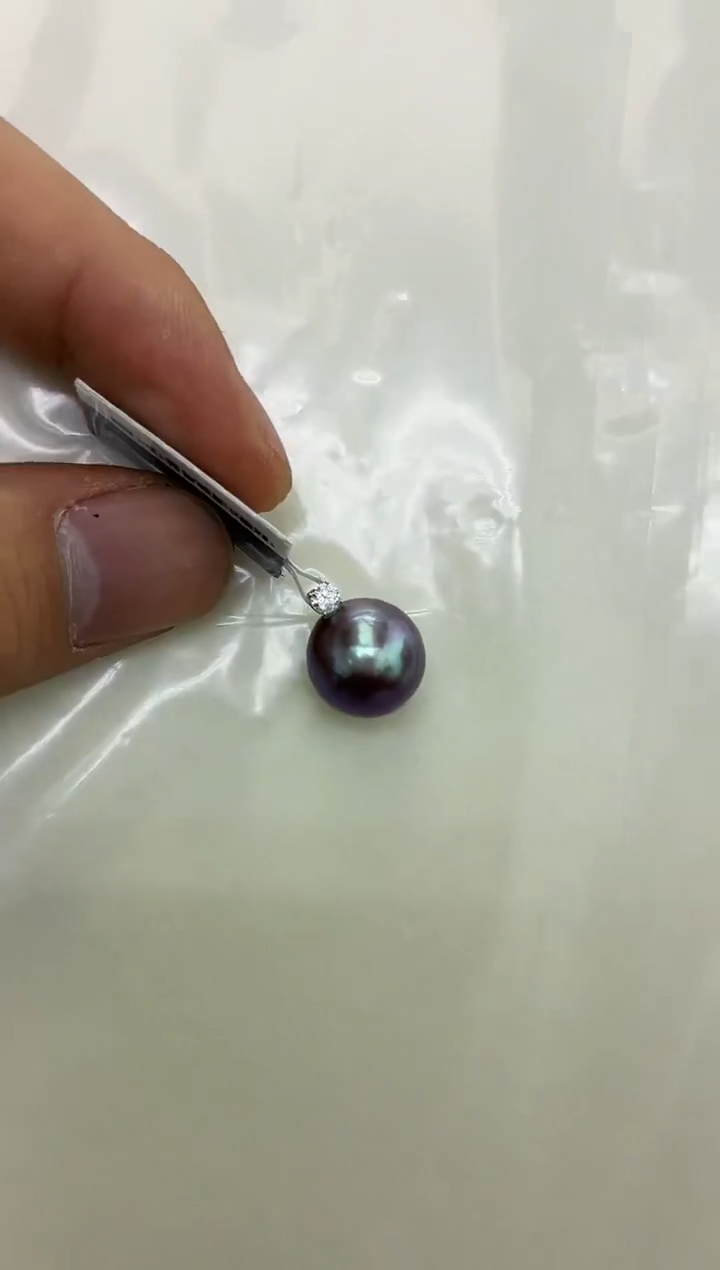 18K金镶嵌DA淡水珍珠紫珠吊坠12-13 BQ065