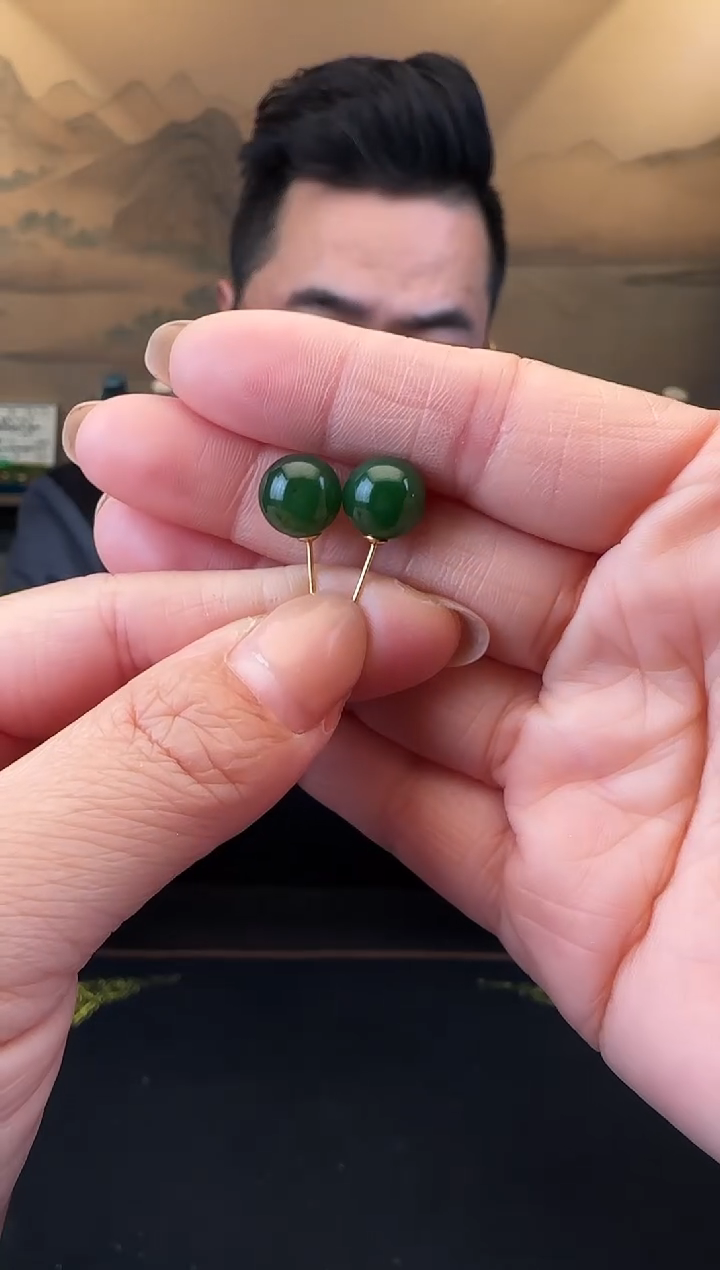 银S925镶嵌和田玉耳饰卡10