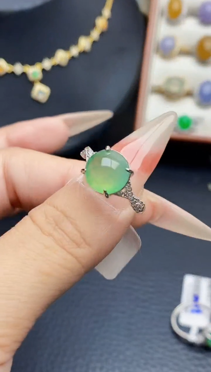 银S925镶嵌戒指翡翠2711