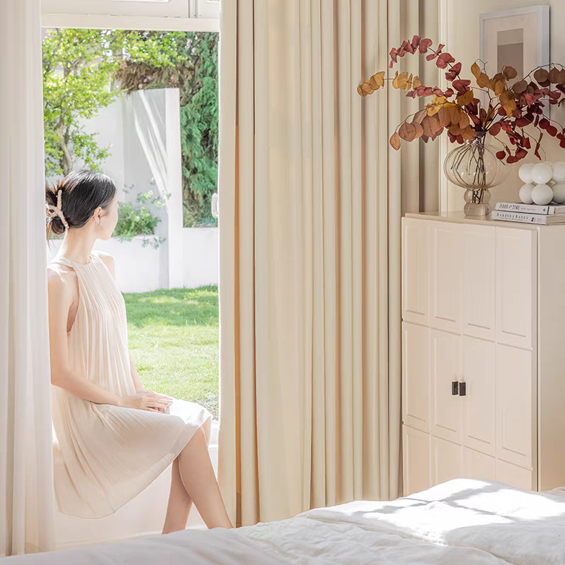 【贝爷家】奶油泡芙奶茶色新春网红卧室客厅遮光窗帘a48