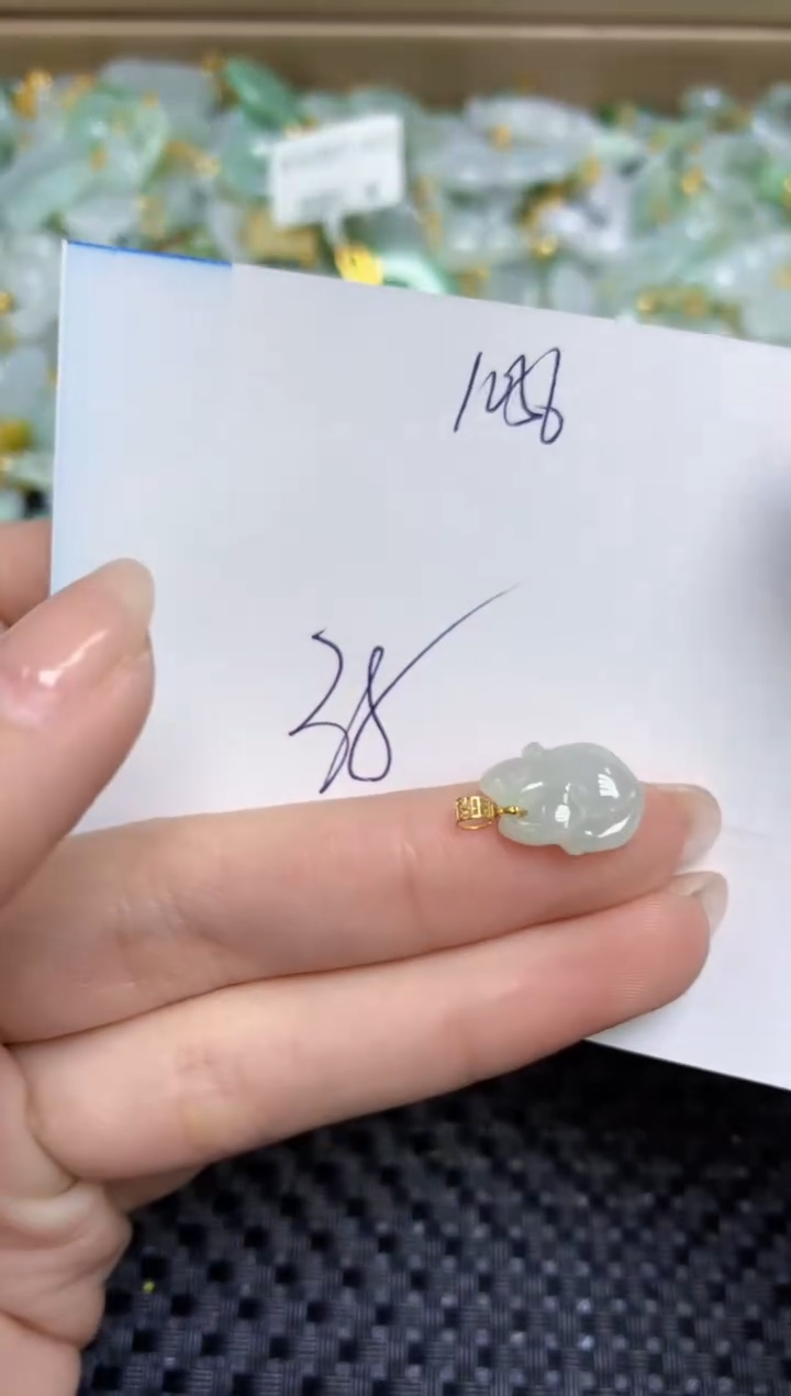 【闪购商品】翡翠颈饰18K金镶嵌天然缅甸A货翡翠