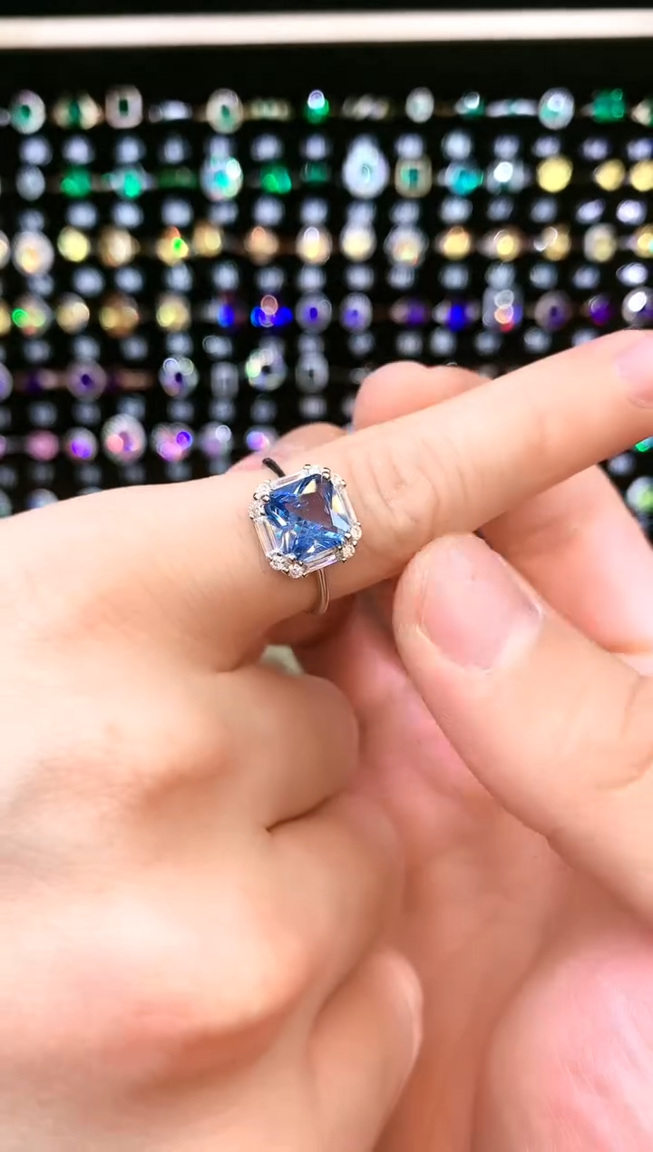 托帕石戒指银S925镶嵌......