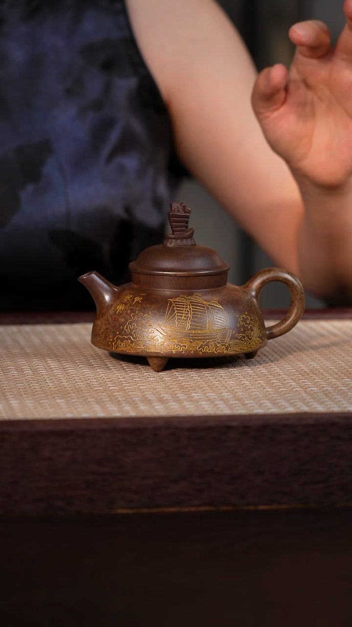 茶壶紫砂虎皮金砂柴烧 220cc