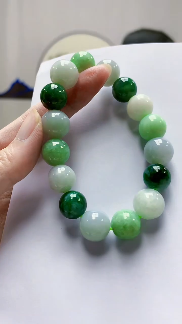 未镶嵌定制翡翠4812zm-毛货手串49