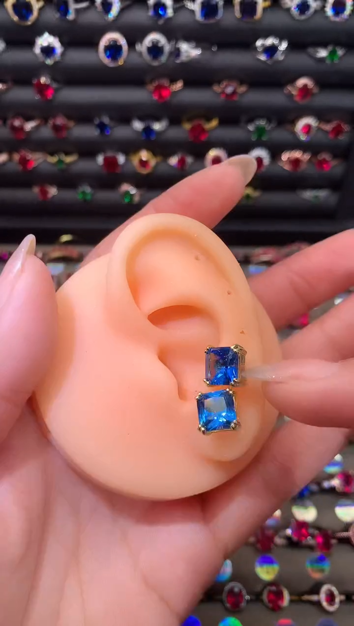 【闪购商品】海蓝宝石耳坠银S925镶嵌8