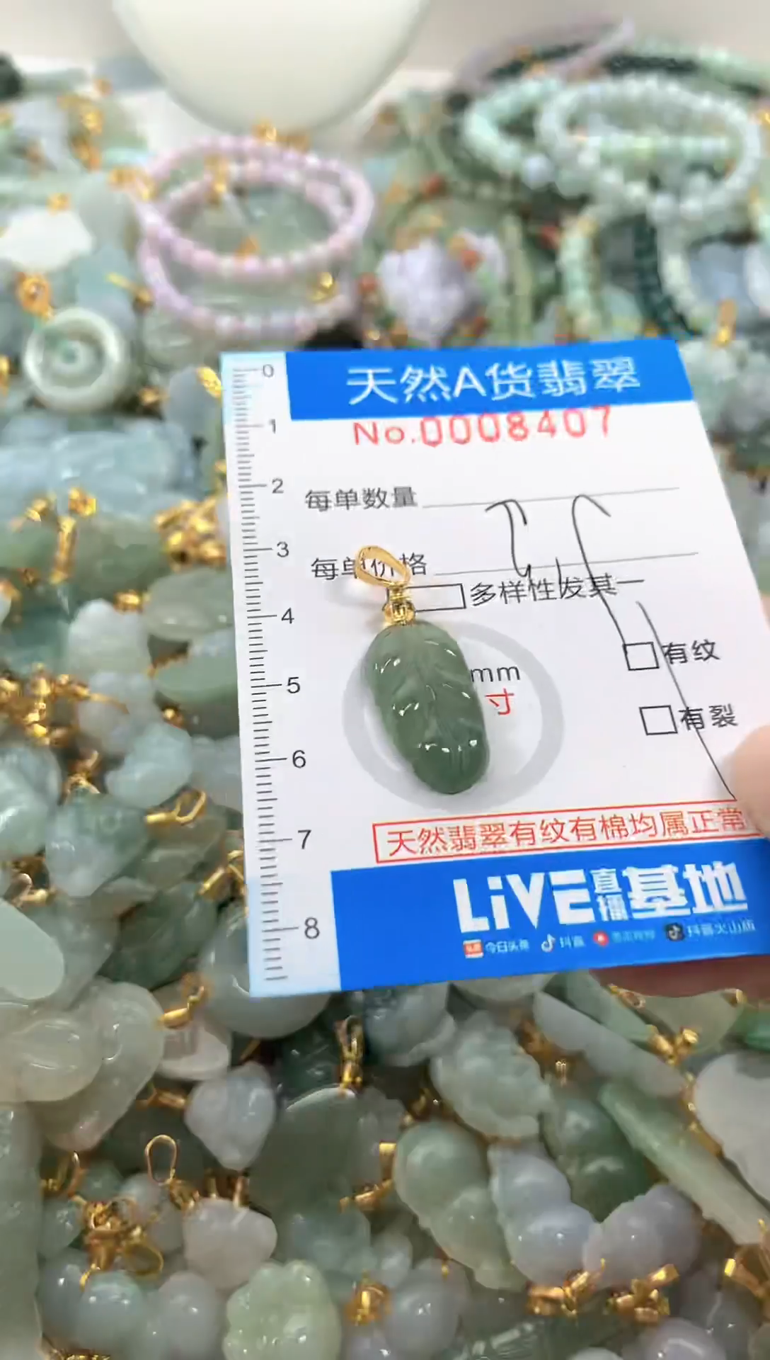 颈饰未镶嵌翡翠净货挂件-8407