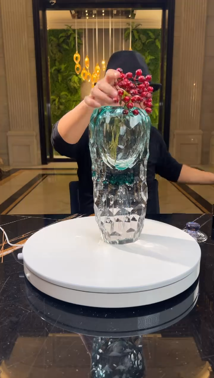 【闪购商品】摆件刻面水母水晶琉璃花瓶