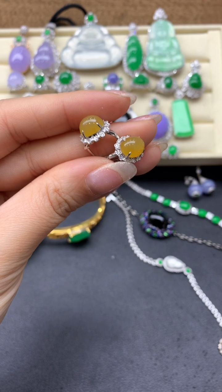 【闪购商品】翡翠耳饰18K金镶嵌614-中国好珍宝