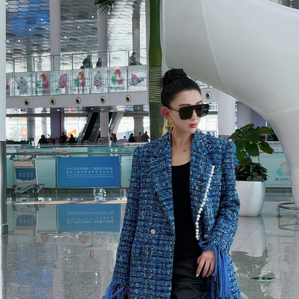 【宝姐家/上衣】新款流苏珍珠气质休闲时尚百搭女外套西装25411