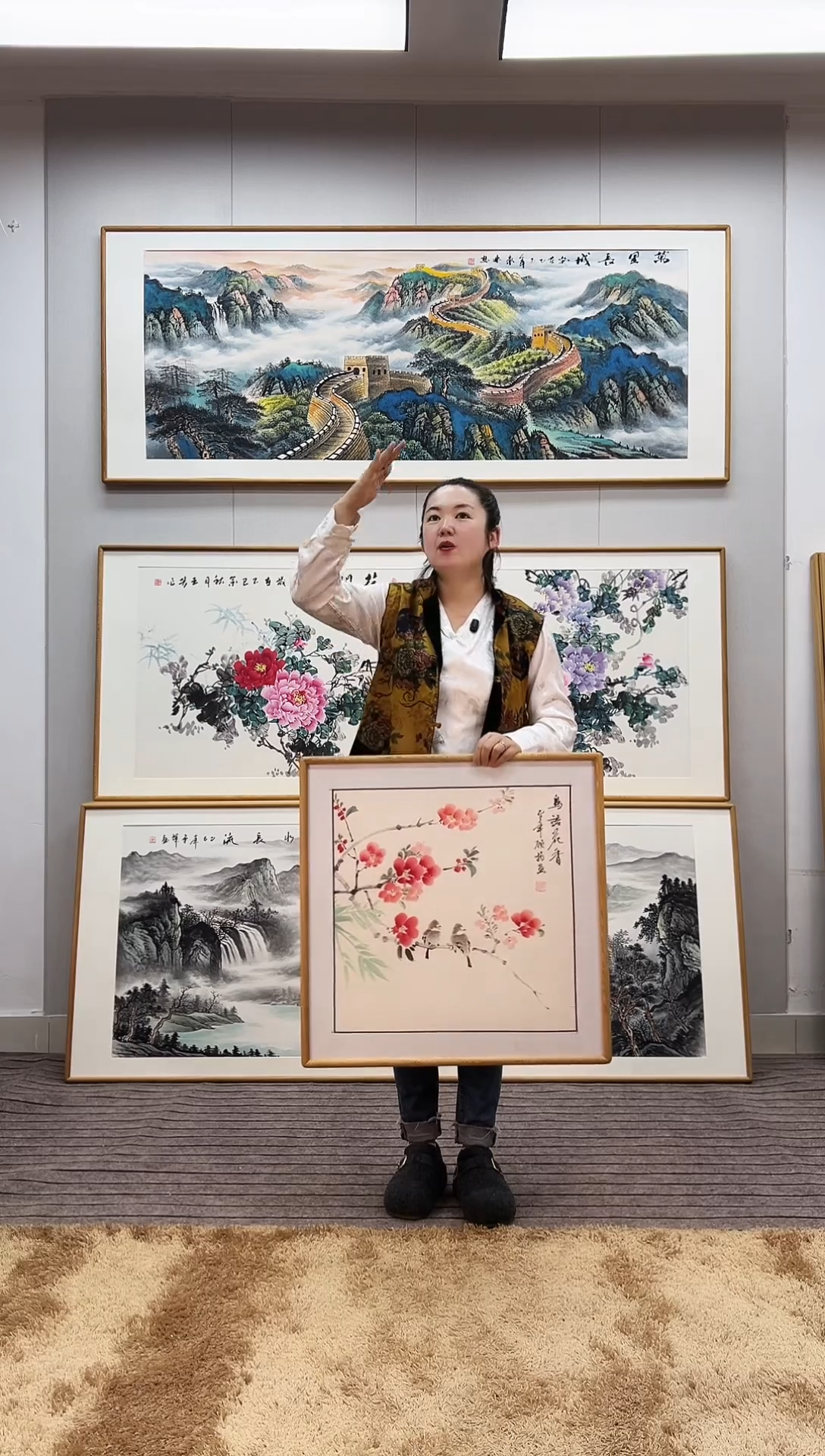 国画手绘花鸟62*62尺寸