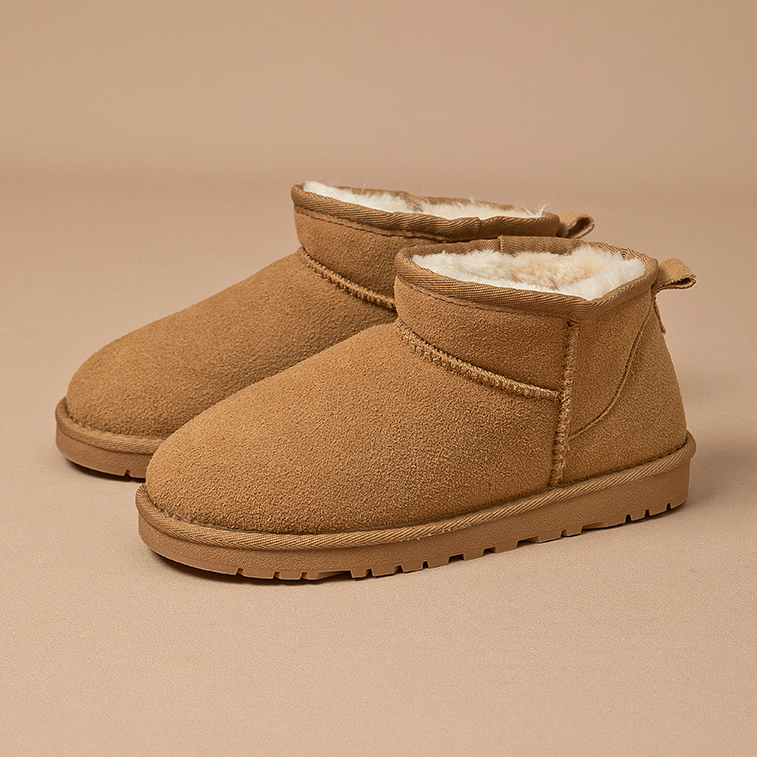 凯撒KAISER冬季真皮加绒短筒保暖雪地靴男女情侣短靴KS5853ppj