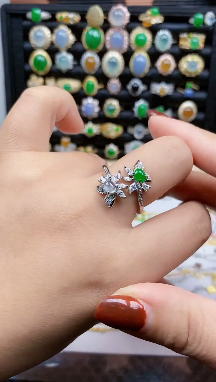 银S925镶嵌戒指翡翠7