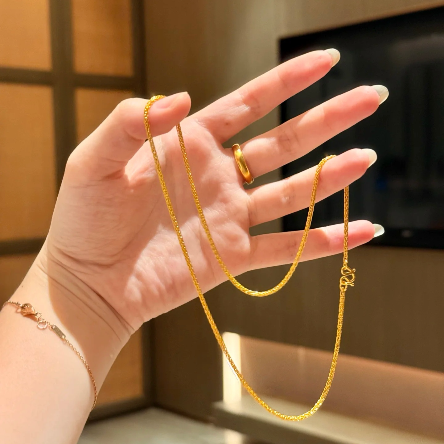 链子足银 肖邦链项链男女百搭简约时尚气质素链锁骨链轻奢万能链