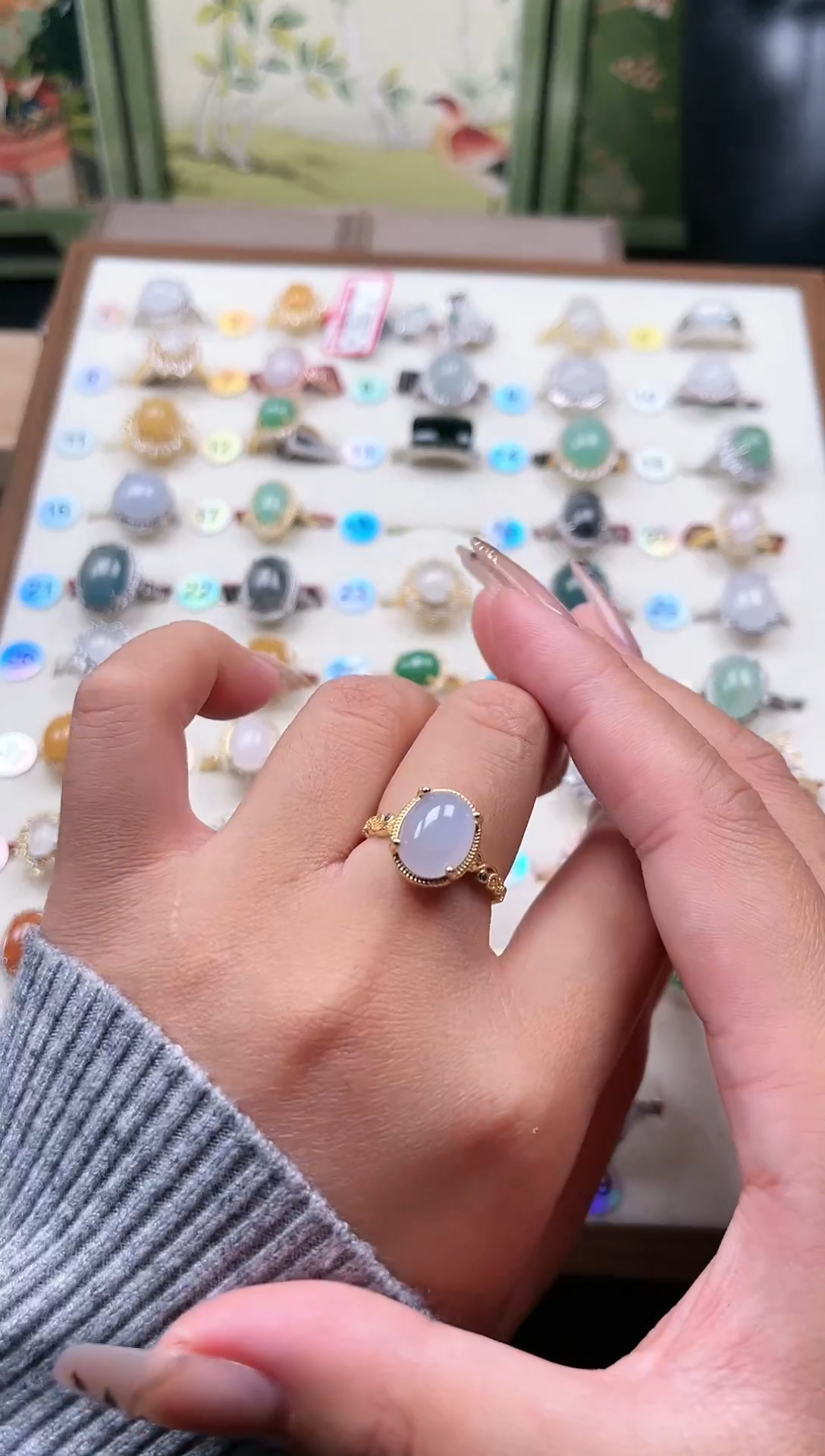 【闪购商品】翡翠戒指银S925镶嵌天然A货翡翠戒指