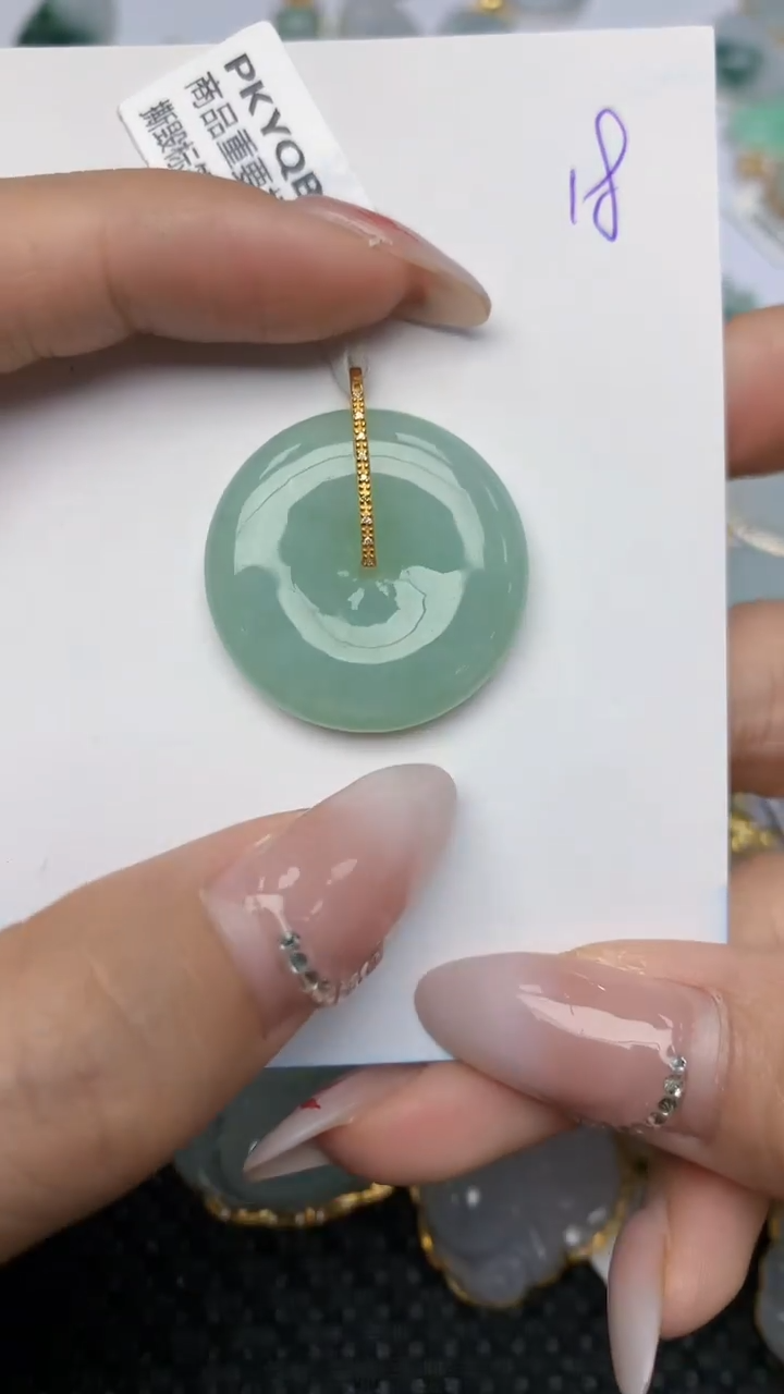 【闪购商品】翡翠颈饰18K金镶嵌 天然翡翠A货