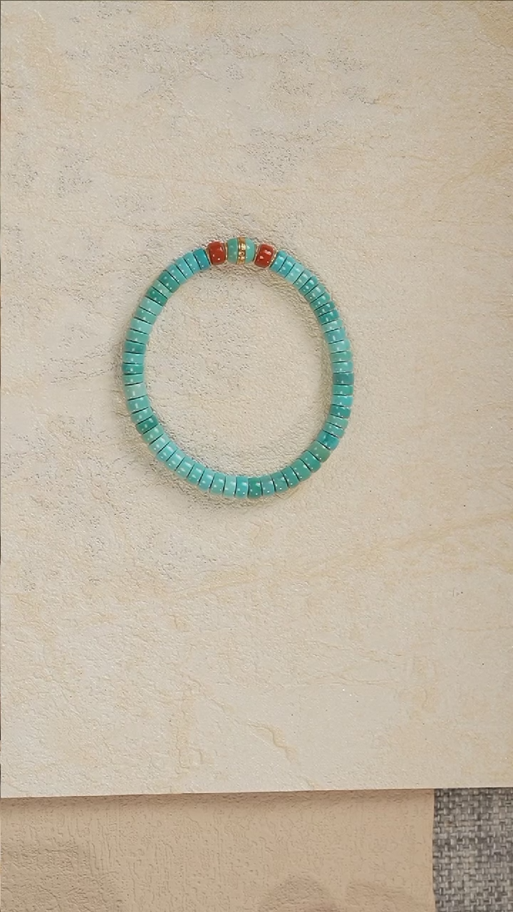 【闪购商品】绿松石18K金镶嵌手串S3333-定制-5mm