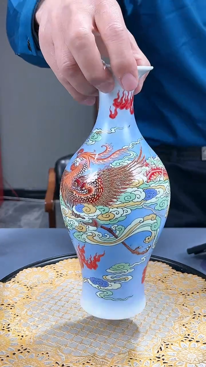 【闪购商品】官窑瓷画院008官窑瓷画院凤凰橄榄瓶