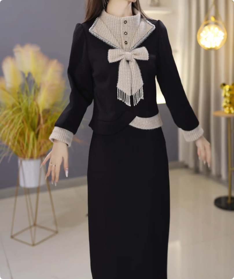 TZ【全额运补】上衣配半身裙两件套优雅时尚减龄收腰显瘦冬季