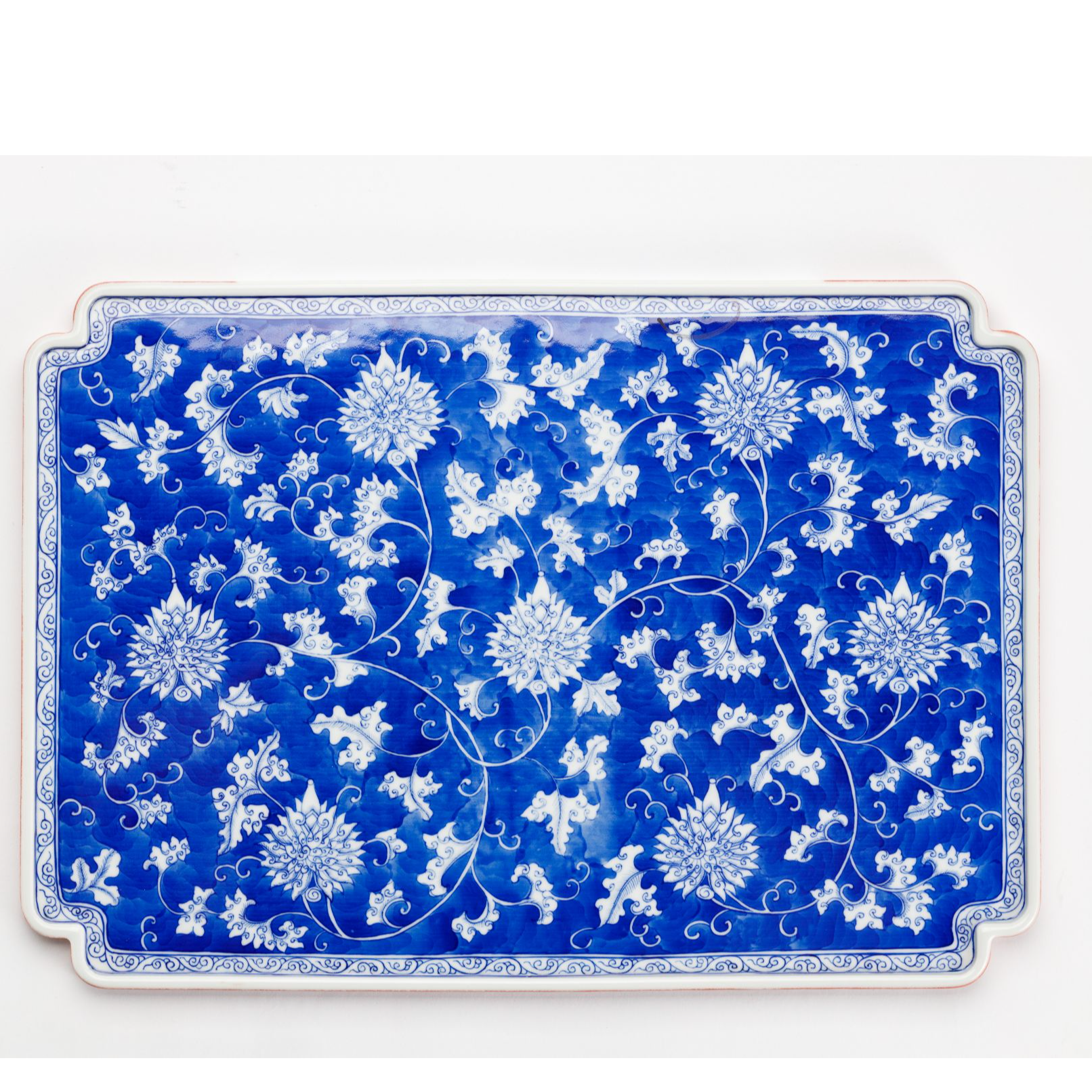 【晚晚专属】210蓝地缠枝莲文盘35cm*22cm