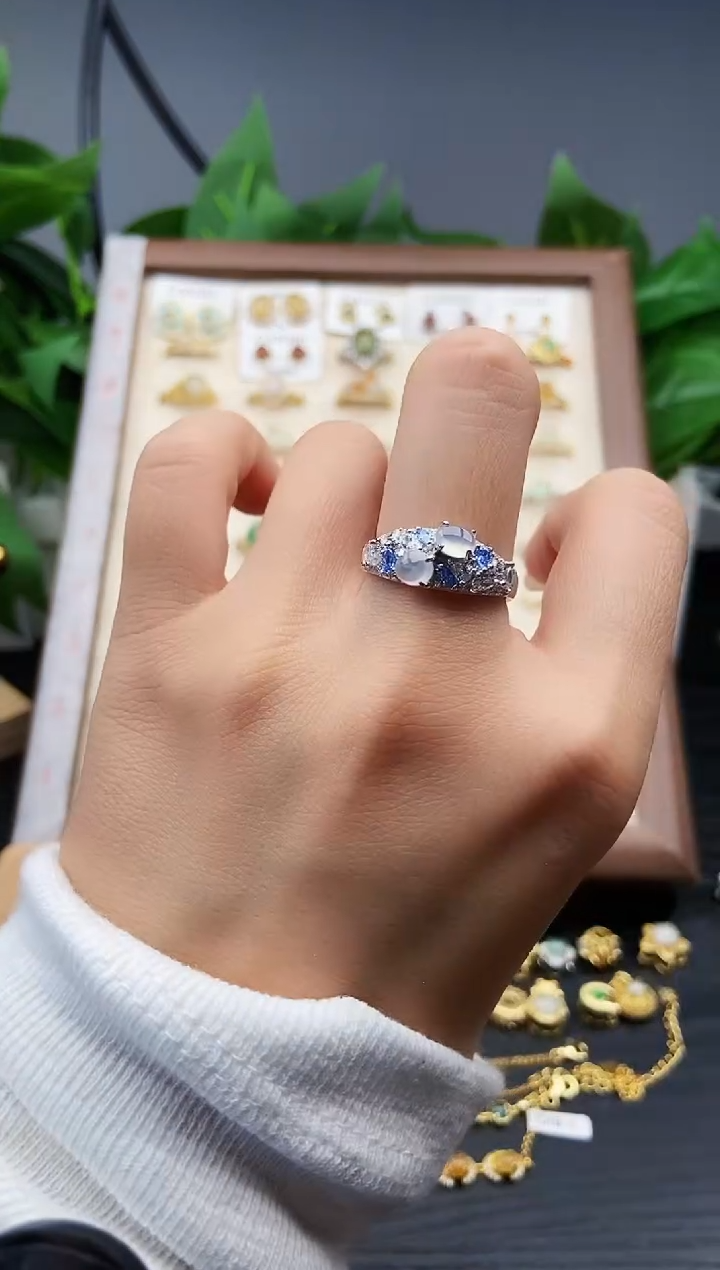 银S925镶嵌戒指翡翠12