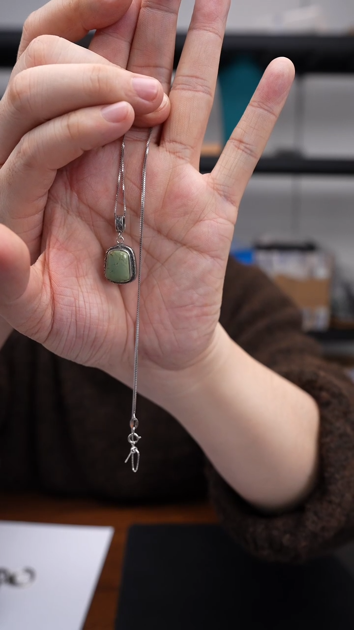 银S925镶嵌绿松石链坠1222DL086链坠