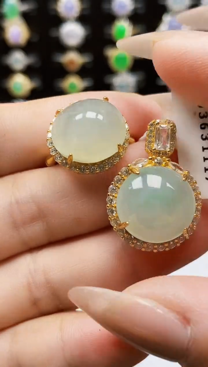 银S925镶嵌戒指翡翠0108