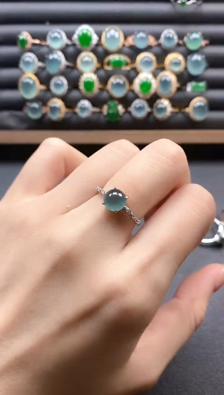 银S925镶嵌戒指翡翠51511