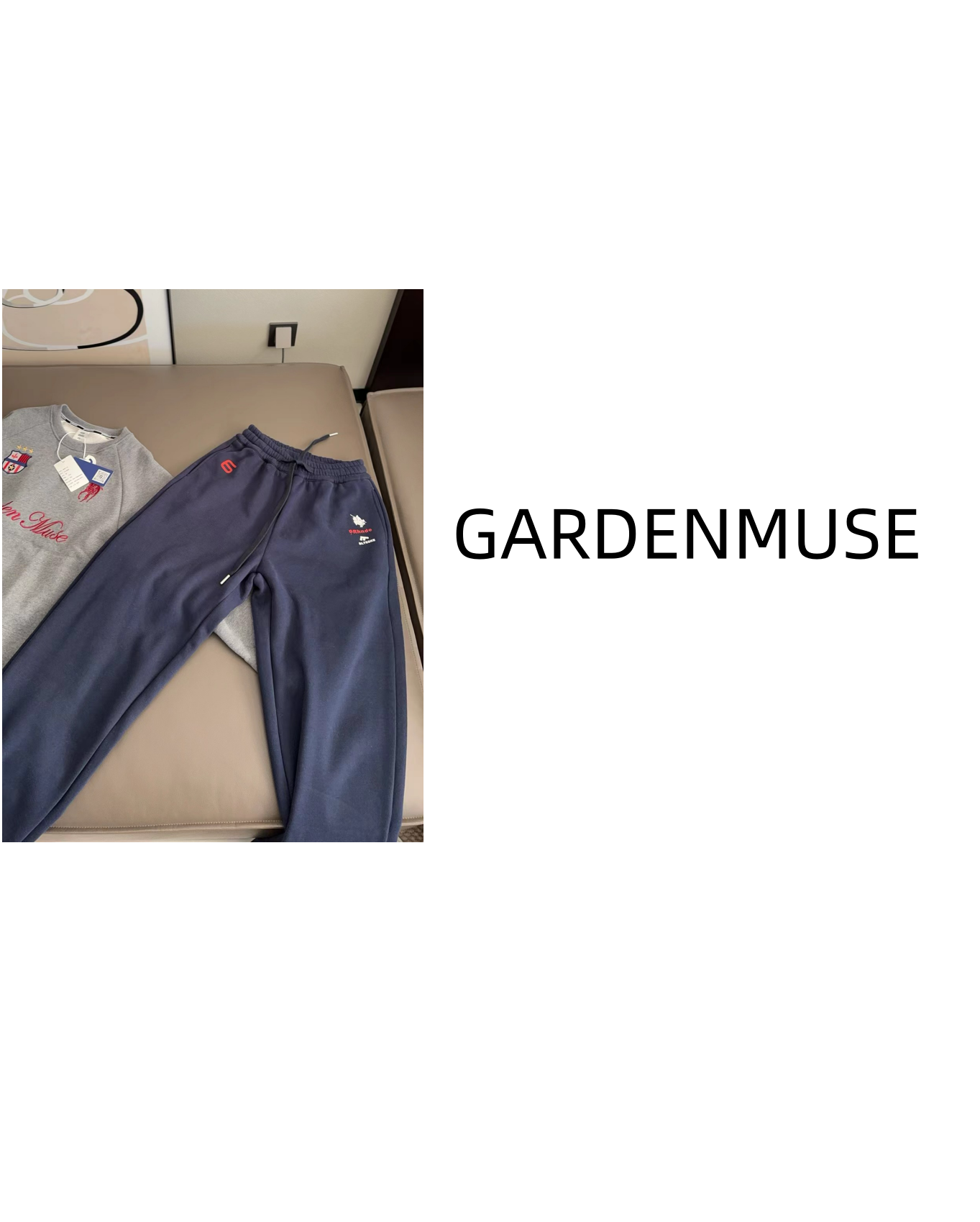 GARDENMUSE 刺绣加绒卫裤8830