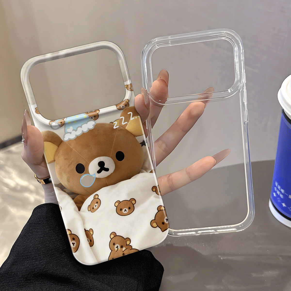 可爱睡觉小熊果冻二合一手机壳适用苹果多型号防摔
